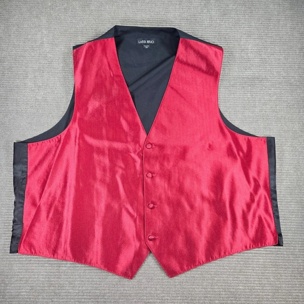 Larr Brio Mens 2X Red Textured Button Front Formal Tuxedo Vest